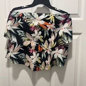 Kona Sol Tropical Floral Swim Top - Black Multicolor